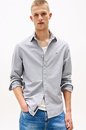 Erkek Regular Fit Düğmeli Yaka Oxford Gömlek - Gri | M