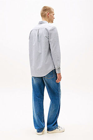 Erkek Regular Fit Düğmeli Yaka Oxford Gömlek - Gri | M