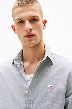 Erkek Regular Fit Düğmeli Yaka Oxford Gömlek - Gri | M