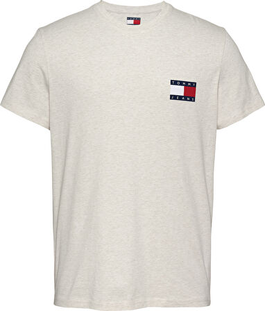 TOMMY HILFIGER Erkek Marka Logolu Pamuklu Günlük Kullanıma Uygun Krem T-Shirt DM0DM20740 AE3