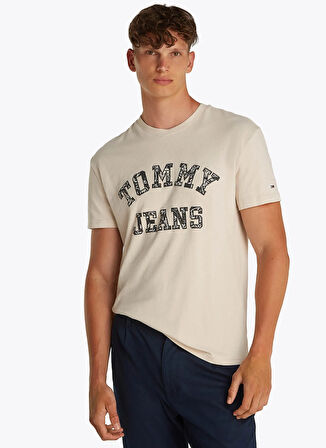 Tommy Jeans Bisiklet Yaka Bej Erkek T-Shirt DM0DM20773ACG TJM REG PAISLEY COL