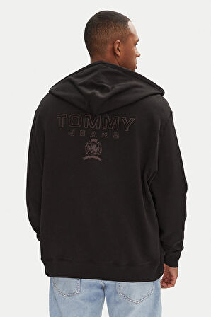 Erkek Tjm Varsity Tonal Fermuarlı Sweatshirt - Siyah | M