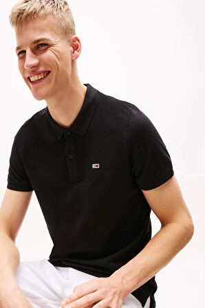 Tommy Hilfiger Erkek  Siyah Slim Fit  Polo T-Shirt