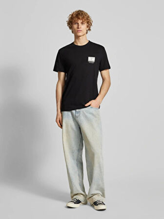 Tommy Hilfiger Erkek  Siyah Logolu T-Shirt
