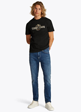 Tommy Jeans Bisiklet Yaka Siyah Erkek T-Shirt DM0DM20818BDS TJM REG VRSITY NVL