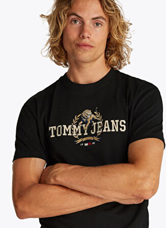 Tommy Jeans Bisiklet Yaka Siyah Erkek T-Shirt DM0DM20818BDS TJM REG VRSITY NVL
