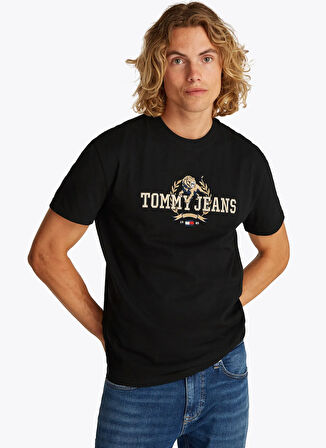 Tommy Jeans Bisiklet Yaka Siyah Erkek T-Shirt DM0DM20818BDS TJM REG VRSITY NVL