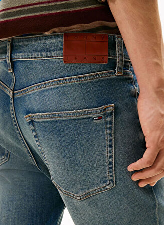 TOMMY HILFIGER Erkek Marka Logolu Çift Cep Şık Görünüşlü Günlük Kullanıma Uygun Mavi Denim Jeans DM0DM21005 1BK