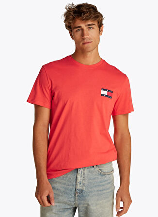 Tommy Jeans Bisiklet Yaka Turuncu Erkek T-Shirt DM0DM20740SN6 TJM SLIM ESSNT FLG