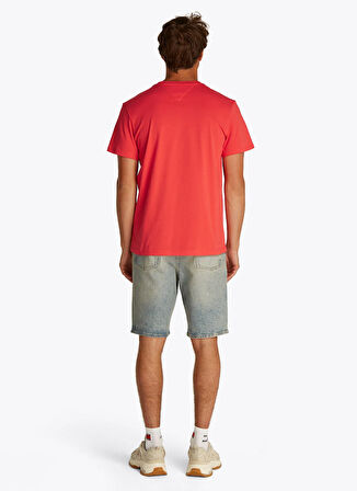 Tommy Jeans Bisiklet Yaka Turuncu Erkek T-Shirt DM0DM20740SN6 TJM SLIM ESSNT FLG