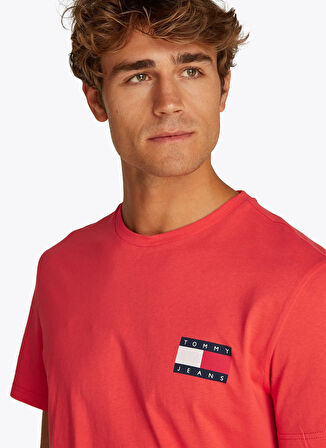 Tommy Jeans Bisiklet Yaka Turuncu Erkek T-Shirt DM0DM20740SN6 TJM SLIM ESSNT FLG