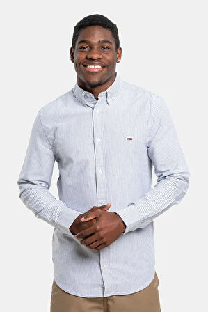 Erkek Tjm Slim Stripe Oxford Gömlek - Lacivert | M
