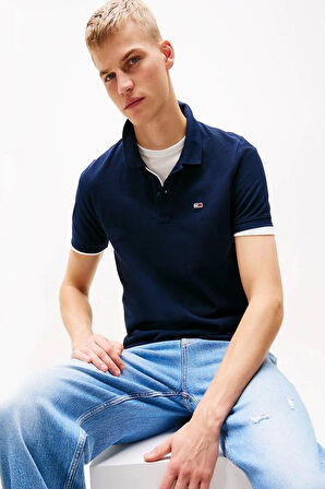 Tommy Hilfiger Erkek  Lacivert Slim Fit Polo T-Shirt