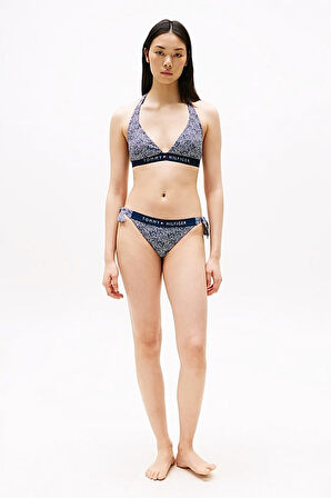 Kadın Th Baskılı Halter Bikini Üst - Lacivert | L