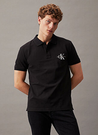 Calvin Klein Jeans Nakışlı Siyah Erkek Polo T-Shirt J30J325664BEH MONOLOGO POLO