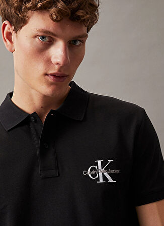 Calvin Klein Jeans Nakışlı Siyah Erkek Polo T-Shirt J30J325664BEH MONOLOGO POLO