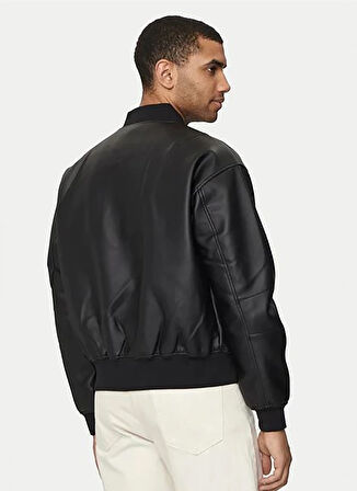 Calvin Klein Jeans Siyah Erkek Deri Ceket J30J325601BEH FAUX LEATHER BOMBER