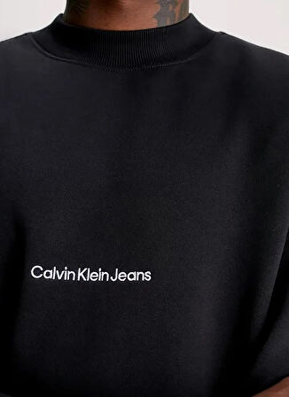 Calvin Klein Jeans Bisiklet Yaka Normal Baskılı Siyah Erkek Kazak J30J325670BEH INSTITUTIONAL SWEATER