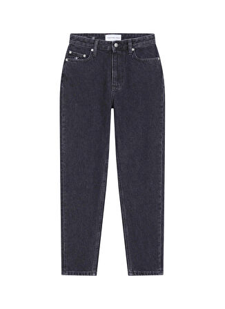 Calvin Klein Jeans Yüksek Bel Geniş Paça Tapered Fit Antrasit Kadın Denim Pantolon MOM JEAN