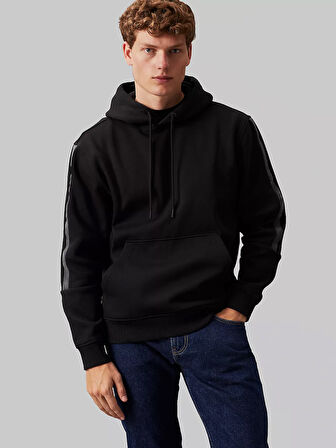 Erkek LOGO TAPE HOODIE Sweatshirt-Siyah | XS