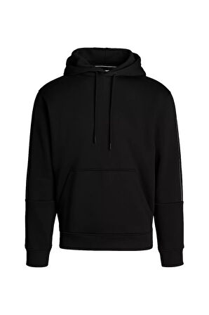 Erkek LOGO TAPE HOODIE Sweatshirt-Siyah | XS
