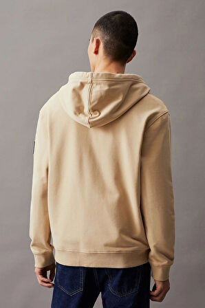 CK Jeans BADGE ZIP THROUGH HOODIE Erkek Haki Ceket J30J325627-RAE