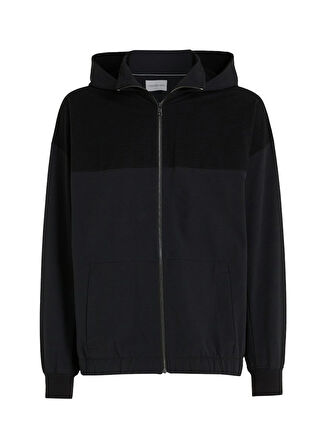 Calvin Klein Jeans Kapüşon Yaka Siyah Erkek Sweatshırt J30J325625BEH TECH. GRID ZIP THROUG