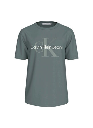 Calvin Klein Jeans Bisiklet Yaka Baskılı Yeşil Erkek T-Shirt J30J320806PSL SEASONAL MONOLOGO TEE