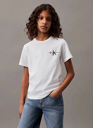 Calvin Klein Baskılı Beyaz Erkek Genç  T-Shirt IU0IU00624YAF