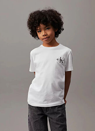 Calvin Klein Baskılı Beyaz Erkek Genç  T-Shirt IU0IU00624YAF