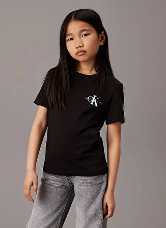Calvin Klein Baskılı Siyah Erkek Çocuk  T-Shirt IU0IU00624BEH