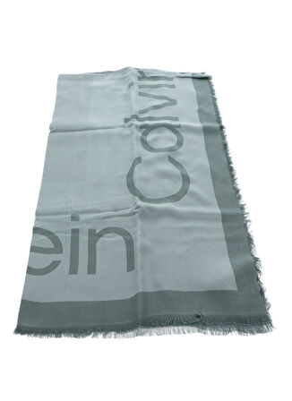 Calvin Klein Gri Kadın Atkı CONTRAST LOGO JACQUARD SCARF