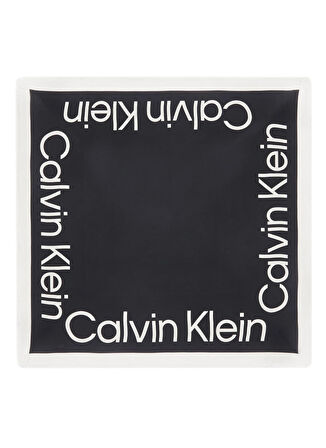 Calvin Klein Siyah Kadın Atkı CONTRAST LOGO JACQUARD SCARF