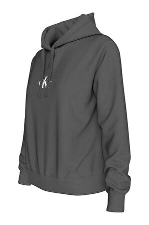 Kadın WASHED MONOLOGO REGULAR HOODIE Sweatshirt-Gri | S