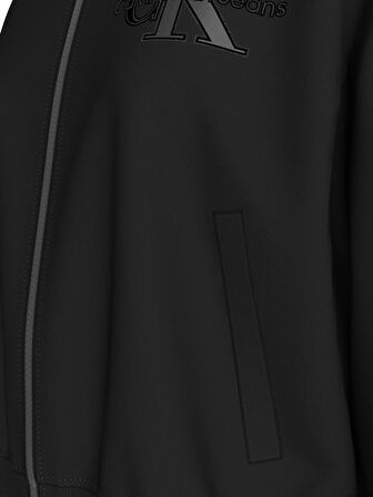 Kadın SATIN APPLIQUE ZIP-THROUGH Sweatshirt-Siyah | S