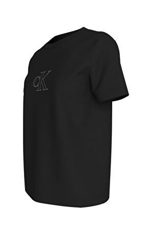 Kadın OUTLINED CK REGULAR TEE T-Shirt-Siyah | XS