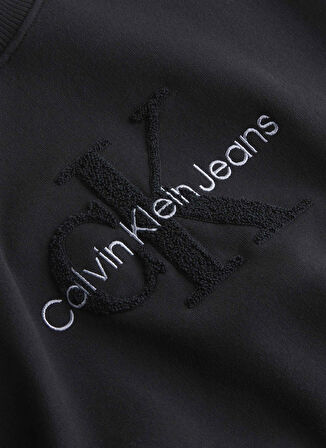 Calvin Klein Jeans Yuvarlak Yaka Nakışlı Siyah Kadın Sweatshırt CHENILLE MONOLOGO CREWNECK