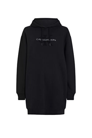 Kadın Chenille Monologo Kapüşonlu Elbise - Siyah | XS