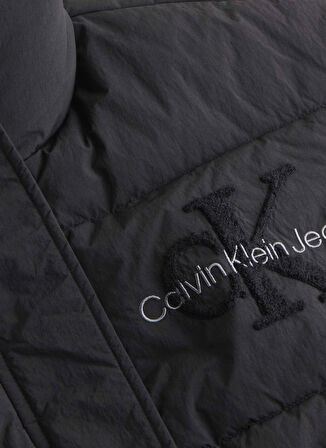 Calvin Klein Jeans Siyah Kadın Şişme Mont CHENILLE MONOLOGO PUFFER