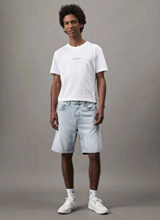 Calvin Klein Jeans Bisiklet Yaka Nakışlı Beyaz Erkek T-Shirt J30J325649YAF MONOLOGO TEE