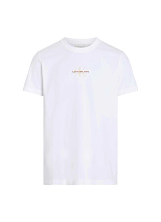Calvin Klein Jeans Bisiklet Yaka Nakışlı Beyaz Erkek T-Shirt J30J325649YAF MONOLOGO TEE