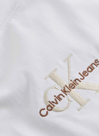 Calvin Klein Jeans Bisiklet Yaka Nakışlı Beyaz Erkek T-Shirt J30J325649YAF MONOLOGO TEE