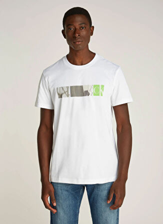 Calvin Klein Jeans Bisiklet Yaka Baskılı Beyaz Erkek T-Shirt J30J326865YAF CITY BLOCK TEE