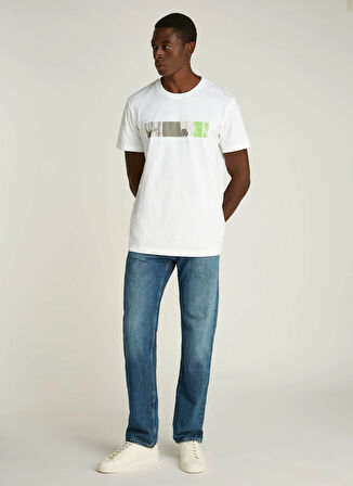 Calvin Klein Jeans Bisiklet Yaka Baskılı Beyaz Erkek T-Shirt J30J326865YAF CITY BLOCK TEE