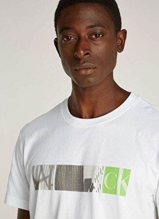 Calvin Klein Jeans Bisiklet Yaka Baskılı Beyaz Erkek T-Shirt J30J326865YAF CITY BLOCK TEE