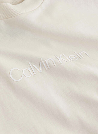 Calvin Klein Yuvarlak Yaka Baskılı Krem Kadın T-Shirt HERO LOGO REGULAR T-SHIRT