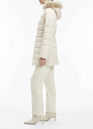 Calvin Klein Krem Kadın Mont MW PADDED SCUBA BELTED COAT