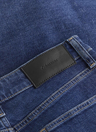 Calvin Klein Yüksek Bel Düz Paça Regular Straight Mavi Kadın Denim Pantolon MR SLIM - MID STONE BLUE