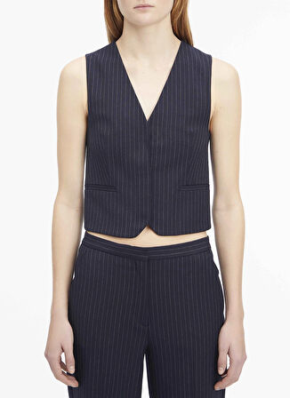 Calvin Klein Lacivert Kadın Yelek PINSTRIPE WAISTCOAT