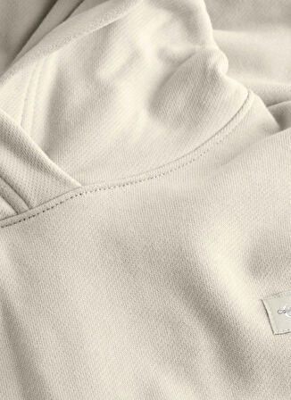 Calvin Klein Jeans Kapüşon Yaka Düz Taş Kadın Sweatshırt WOVEN LABEL PEACHED HOODIE